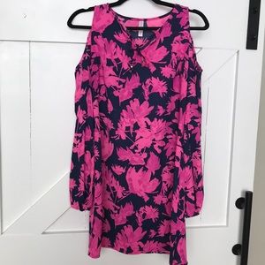 Xhilaration cold shoulder navy/pink dress